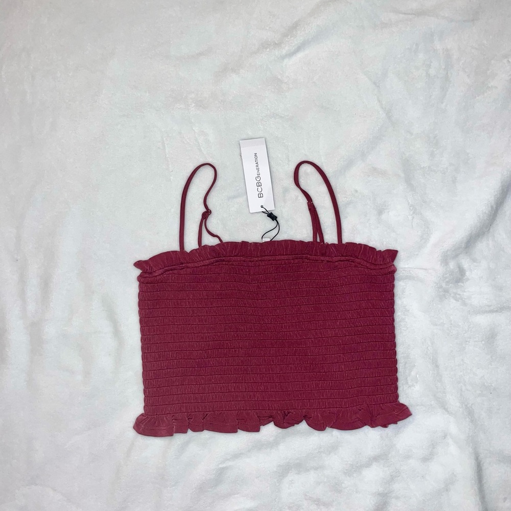 BCBGeneration Cinched Tube Top Tank Top Brock Red Fall Autumn Burgundy Maroon